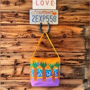 SALLY HUSS | Vintage Colorful Palm Tree Tote Bag
